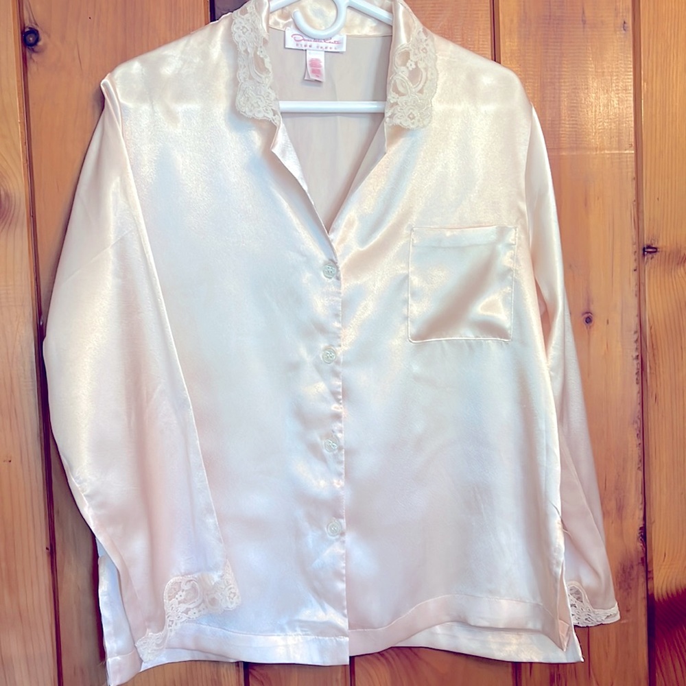 Óscar de la Renta light peach pajamas with lace detailing - size medium